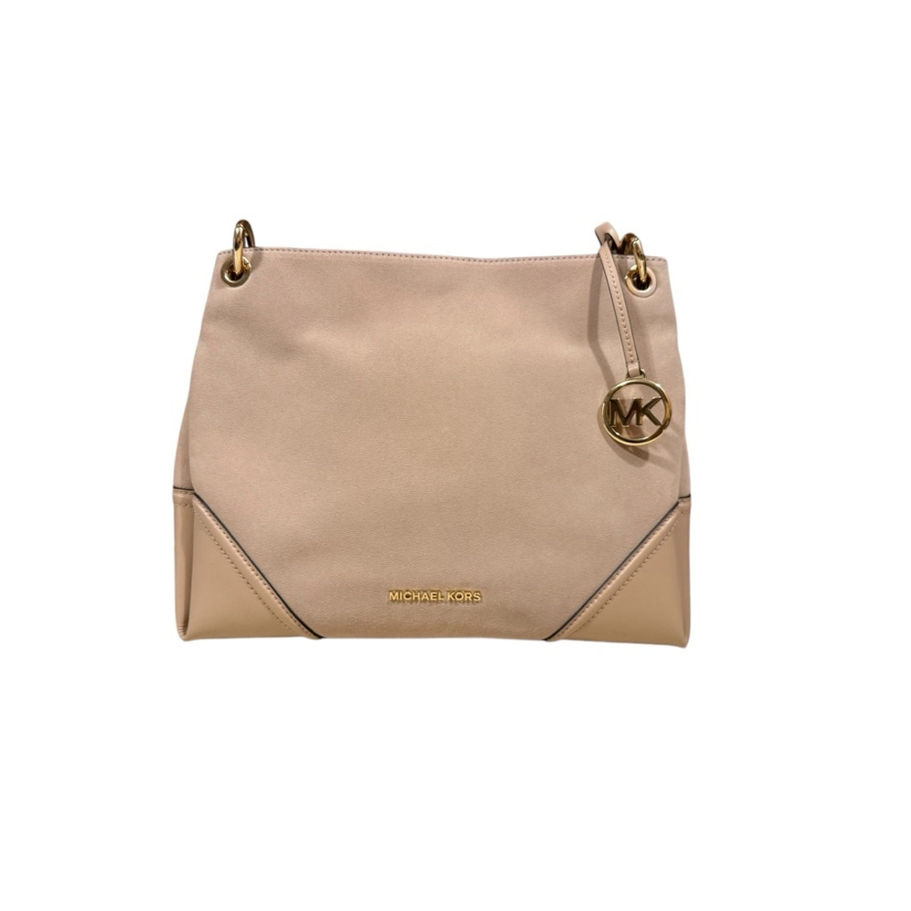 Michael Kors Nicole Medium Leather Suede Shoulder Handbag Powder Blush Solid - Picture 2 of 13